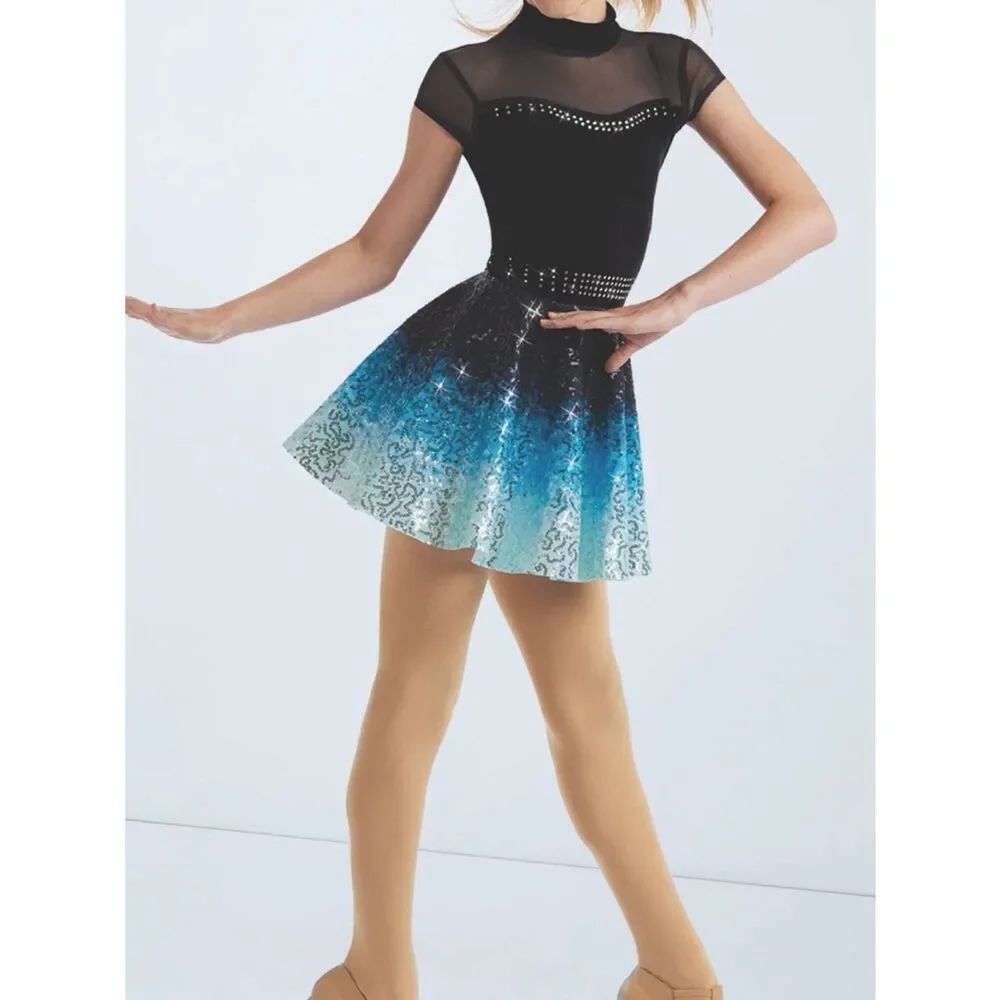 Weissman dance costume blue sequin tutu Dance Me If You Can 14903 LA-Large adult